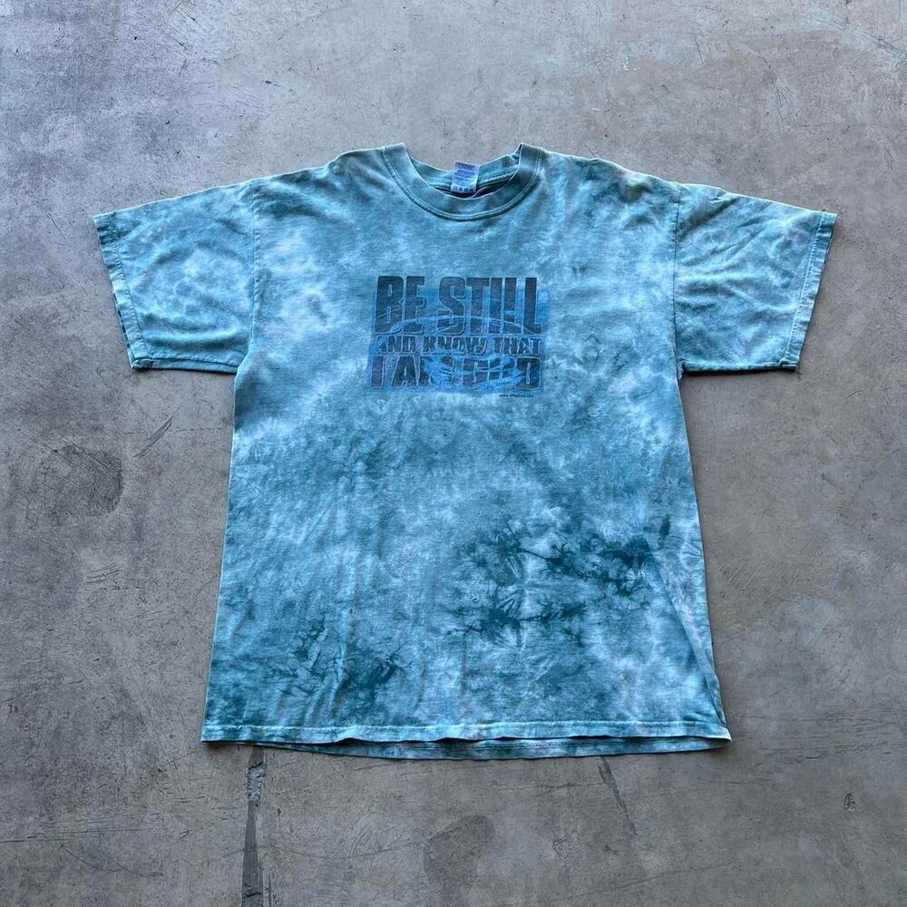 Philippians 4:7 Jesus Tee “Be Still” acid wash tie dye 2000s Mens size L